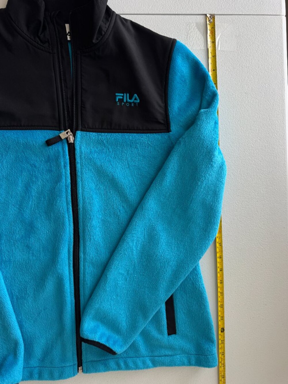 Fila Sport Mens  S Blue Black Colorblock Full Zip Fleece Jacket Gorpcore Y2K - Picture 10 of 13
